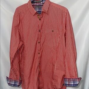 TED BAKER Red Striped BLUE RED PLAID ACCENT WOMENS  Shirt SIZE 6 CLEAN